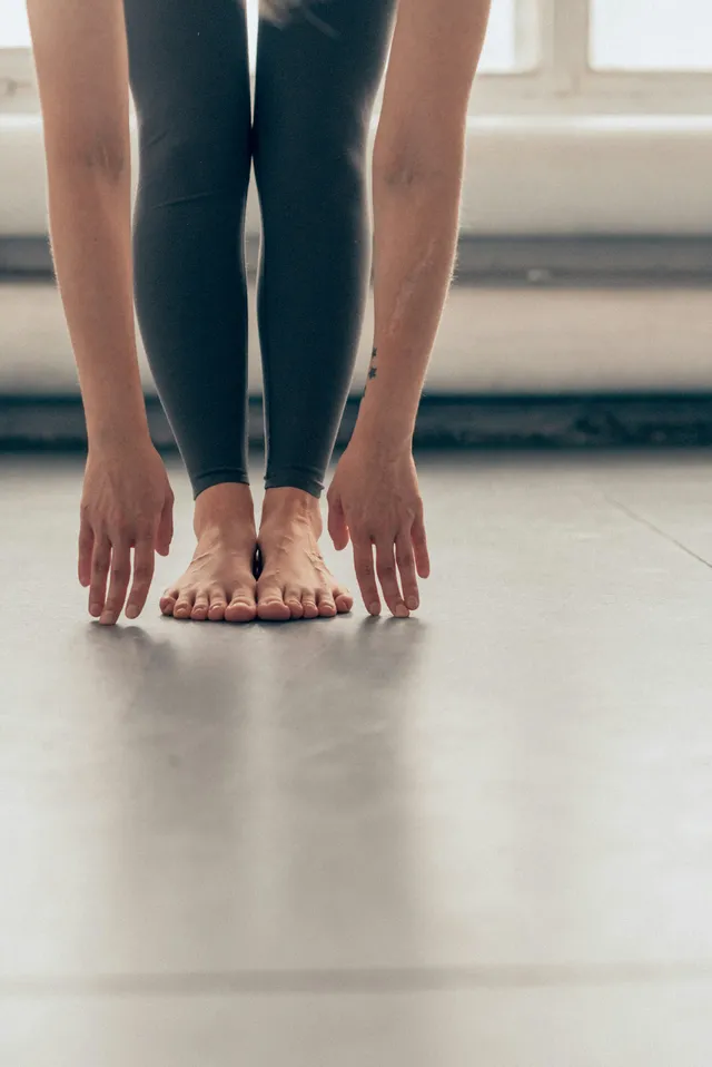 Close-up detail of a yoga practice